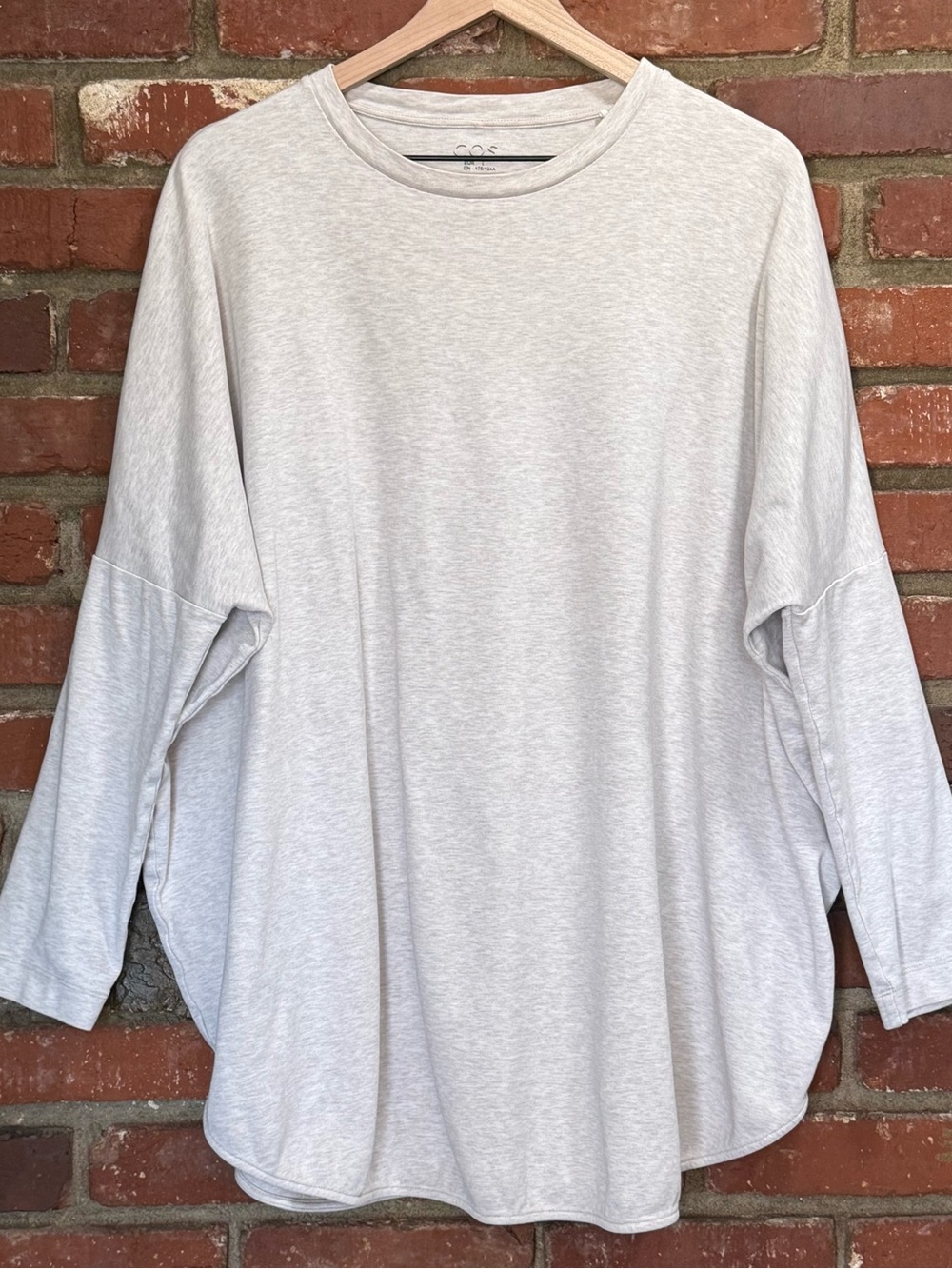 Cos Long Sleeve Top Womens EUR Large heathered beige Minimalist oversized -FLAW